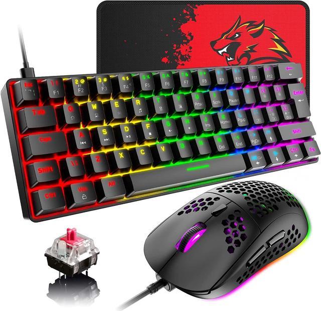 60% Mini size Mechanical Gaming Keyboard 62 Keys with RGB Backlit Wired  Type C