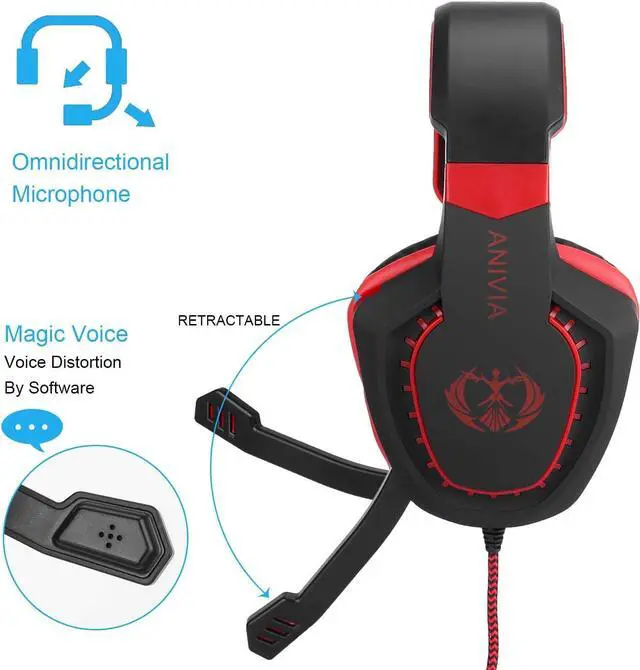 Alt view image 5 of 7 - Anivia AH28 Over Ear Headphones Wired Stereo Computer Headsets Gaming Headset with Mic, Bass with Volume Control, Noise Isolating for Multi-Platforms