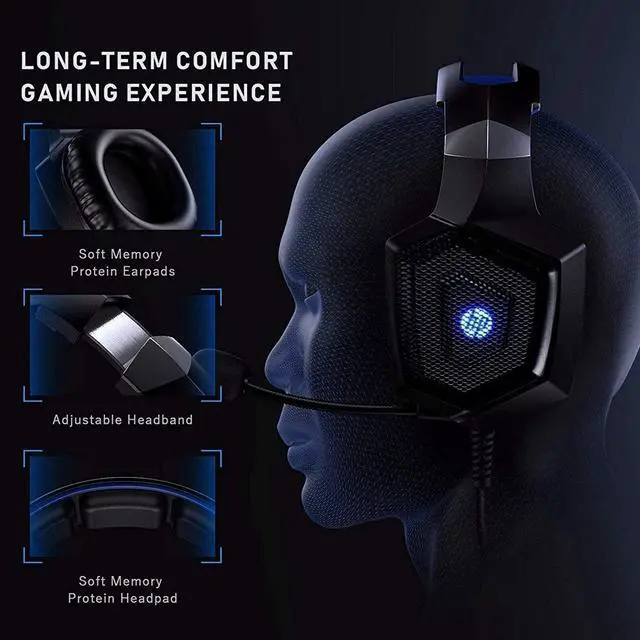 Alt view image 13 of 14 - HP Stereo Over-ear Gaming Headset with Noise Cancelling Microphone for Xbox One Nintendo Switch PC PS3 Mac Laptop, Surround Sound and LED Lights