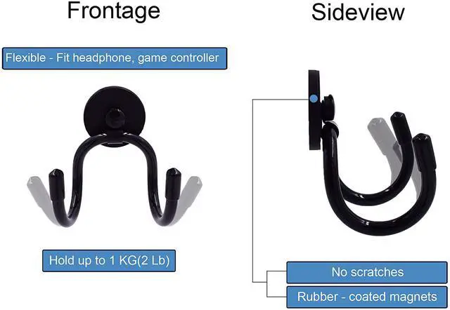 Alt view image 2 of 4 - Magnetic Headset Holder up to 1 kg(2 lbs), Adjustable Headphone Holder for Computer/Gaming Headsets, Headphone - No Headsets (1)