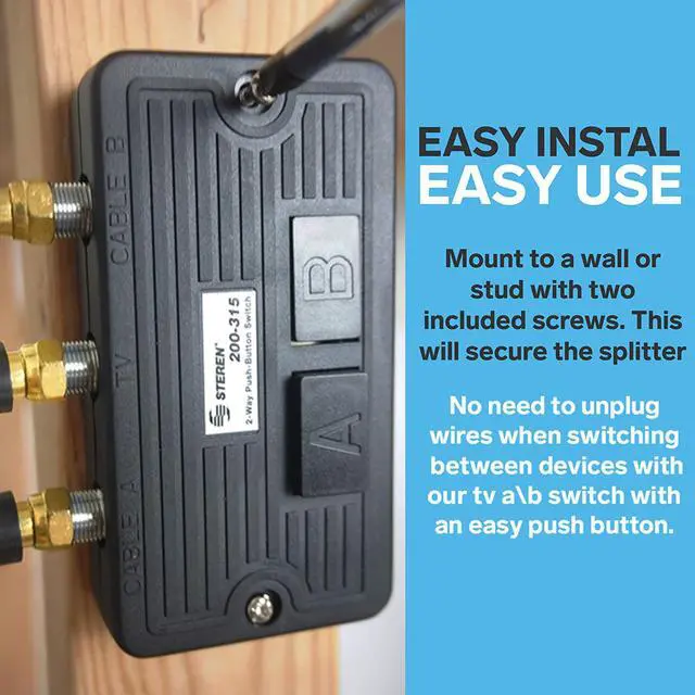 Alt view image 6 of 7 - STEREN Network Switch - Coax Splitter 2 Way - Antenna Splitter - Manual Transfer Switch - Coax Cable Splitter 2 Way - Coaxial Cable Adapter for TV - 2 Way Coax AB Switch for TV - 1 Pack 200-315