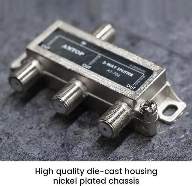 Alt view image 2 of 4 - ANTOP 3 Way Antenna Coaxial Splitter, TV Signal Splitter 2GHz- 5-2050MHz - Low-Loss RF Splitter for TV and Satellite AT-706, Welcome to consult