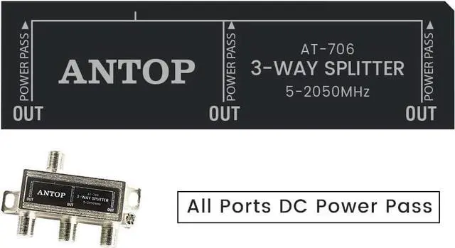 Alt view image 4 of 4 - ANTOP 3 Way Antenna Coaxial Splitter, TV Signal Splitter 2GHz- 5-2050MHz - Low-Loss RF Splitter for TV and Satellite AT-706, Welcome to consult