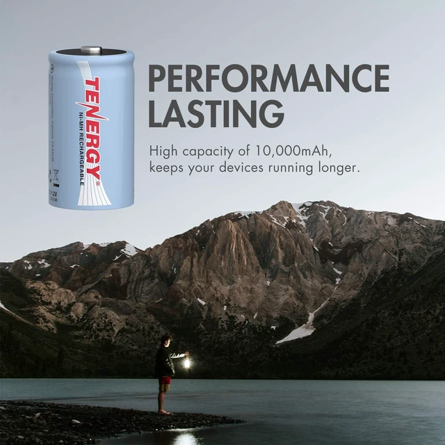 Alt view image 4 of 7 - Tenergy D Rechargeable Batteries, 10000mAh NiMH D Size Battery, 8-Pack