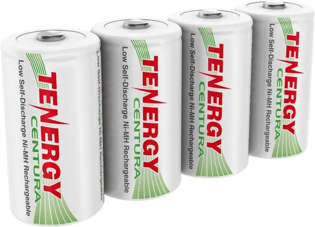 Main image of Tenergy Centura 1.2V NiMH Rechargeable D Battery, 8000mAh Low Self Discharge D Cell Batteries, Pre-Charged D Size Battery, 4 Pack, UL Certified