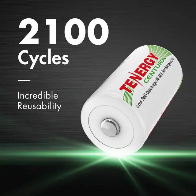 Alt view image 4 of 6 - Tenergy Centura 1.2V NiMH Rechargeable D Battery, 8000mAh Low Self Discharge D Cell Batteries, Pre-Charged D Size Battery, 4 Pack, UL Certified