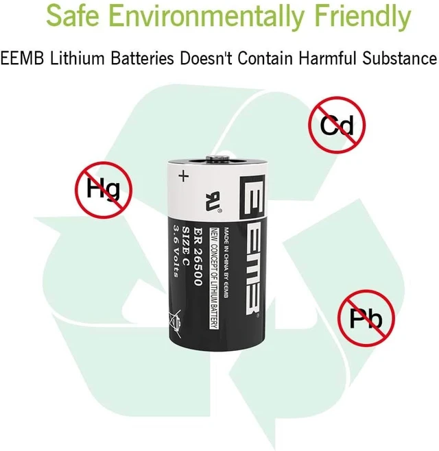 Alt view image 7 of 7 - EEMB ER26500 10PACK 3.6V 9000mAh C Size Non-Rechargeable Lithium Battery