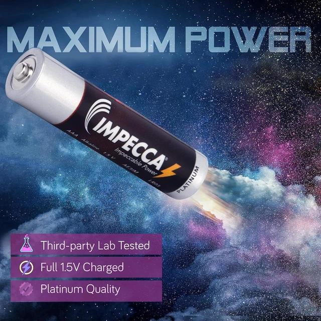 Alt view image 2 of 7 - IMPECCA AA and AAA Batteries Combo (54-Count) High Performance All Purpose Alkaline Batteries, Maximum Power 10-Year Shelf Life Long Lasting Batteries 1.5 Volt LR3/LR6, 30-AA + 24-AAA = 54 Pack