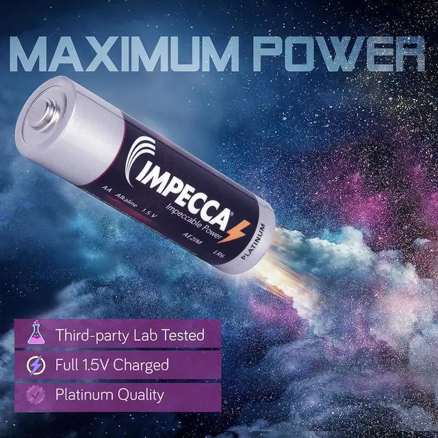 Alt view image 5 of 7 - Impecca AA and AAA Batteries Combo Pack (100 Pack) High-Performance Alkaline Battery, AA 60 Count AAA 40 Count, Leak-Resistant, and Long-Lasting Technology