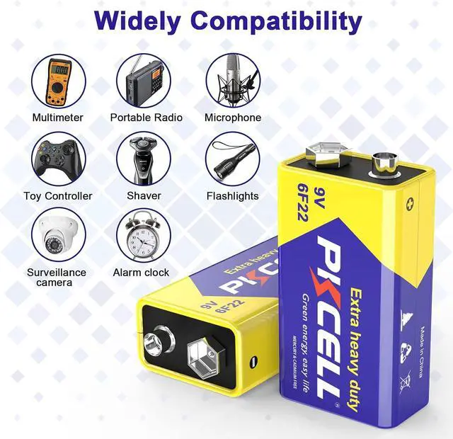 Alt view image 2 of 7 - 9V 6F22 Batteries High-Power Batteries Long Battery Life 9 Volt Carbon Batteries 3 Years Shelf Life, Leak-Proof 9V Batteries Suitable for Smoke Detectors and Other Electronic Products (24-Counts)