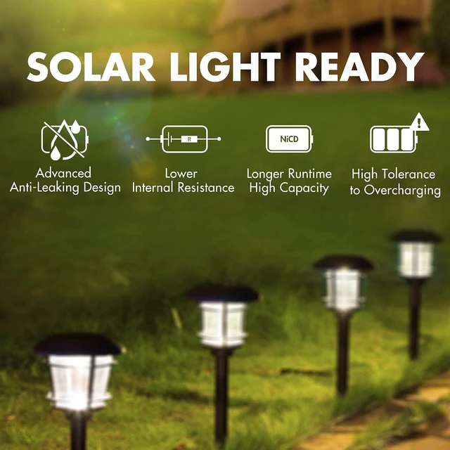 Alt view image 2 of 6 - Tenergy AA Premium NiCd Rechargeable Batteries 1100mAh 1.2V Battery Pack for Solar Lights, Garden Lights, 20 Count