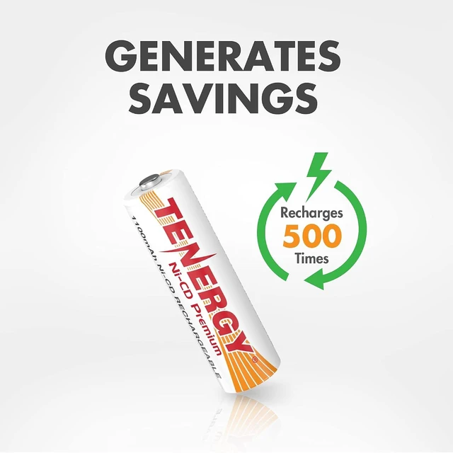 Alt view image 5 of 6 - Tenergy AA Premium NiCd Rechargeable Batteries 1100mAh 1.2V Battery Pack for Solar Lights, Garden Lights, 20 Count