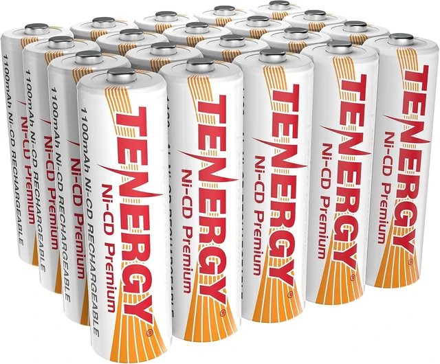 Main image of Tenergy AA Premium NiCd Rechargeable Batteries 1100mAh 1.2V Battery Pack for Solar Lights, Garden Lights, 20 Count