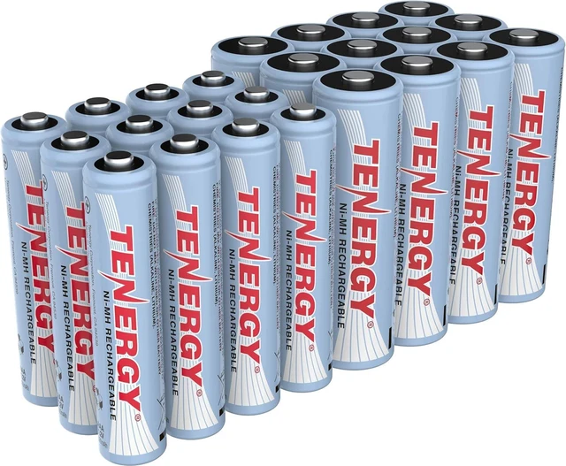Main image of Tenergy High Drain AA and AAA Battery, 1.2V Rechargeable NiMH Batteries Combo, 12 Pack 2500mAh AA Cells and 12 Pack 1000mAH AAA Cell Batteries