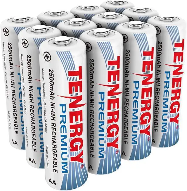 Main image of Tenergy Premium Rechargeable AA Batteries, High Capacity 2500mAh NiMH AA Battery, AA Cell Battery, 12 Pack