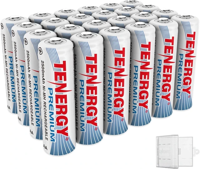Main image of Tenergy 24 Pack Premium Rechargeable AA Batteries, 2500mAh Capacity Double A NiMH Battery