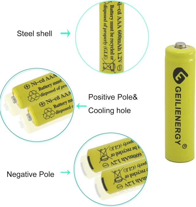 Alt view image 3 of 7 - NiCd AAA 1.2V 600mAh Triple A Rechargeable Batteries for Solar Light Solar Lamp Garden Light(12 PCS)