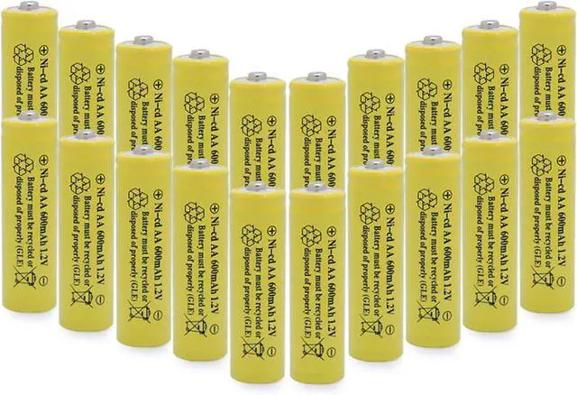 Main image of AA NiCd 600mAh 1.2V Solar Batteries Rechargable for Outdoor Garden Solar Lights Lamp(20 Pack AA Yellow)