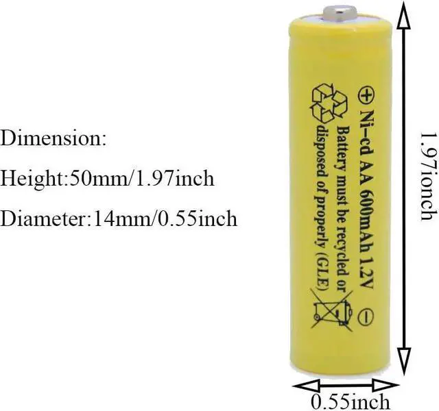 Alt view image 2 of 7 - AA NiCd 600mAh 1.2V Solar Batteries Rechargable for Outdoor Garden Solar Lights Lamp(20 Pack AA Yellow)