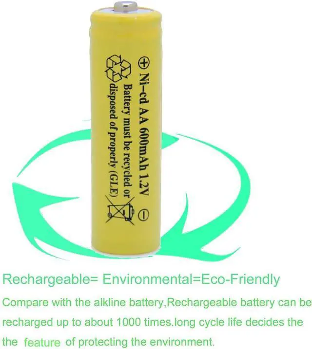 Alt view image 5 of 7 - AA NiCd 600mAh 1.2V Solar Batteries Rechargable for Outdoor Garden Solar Lights Lamp(20 Pack AA Yellow)