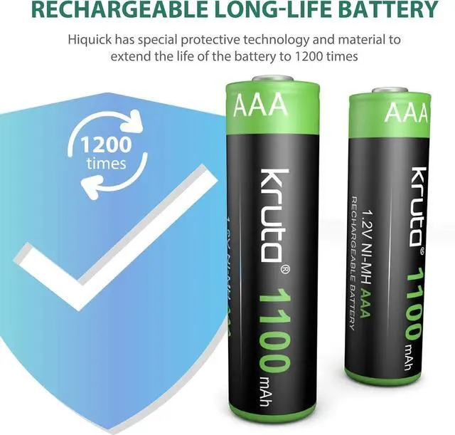 Alt view image 6 of 7 - Kruta Solar Lights Batteries AAA 1100mah High Capacity 1.2V Ni-MH Rechargeable AAA Solar Battery for Outdoor Solar Lights, Battery String Lights, TV Remotes, Wireless Mouses (AAA1100 Pack 12)