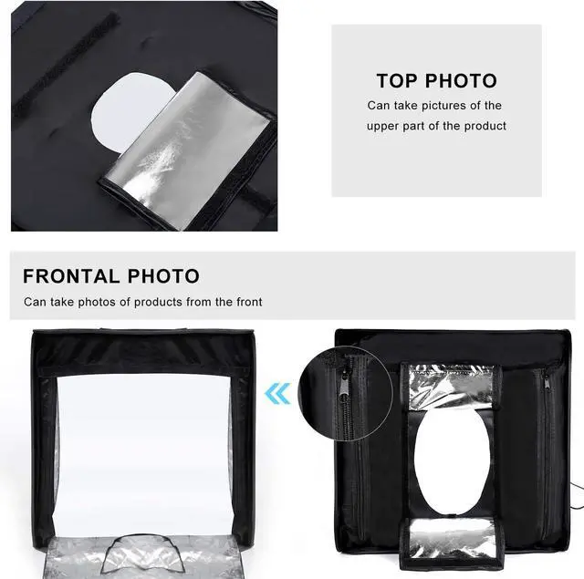 Alt view image 5 of 7 - Photo Studio Light Box 24''x24'' with LED Lights, Collapsible Photography Photo Background Shooting Tents with 4 Photo Backdrops(Black, White, Blue,Green) 5500K US Plug