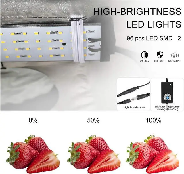 Alt view image 2 of 7 - Photo Studio Light Box 24''x24'' with LED Lights, Collapsible Photography Photo Background Shooting Tents with 4 Photo Backdrops(Black, White, Blue,Green) 5500K US Plug