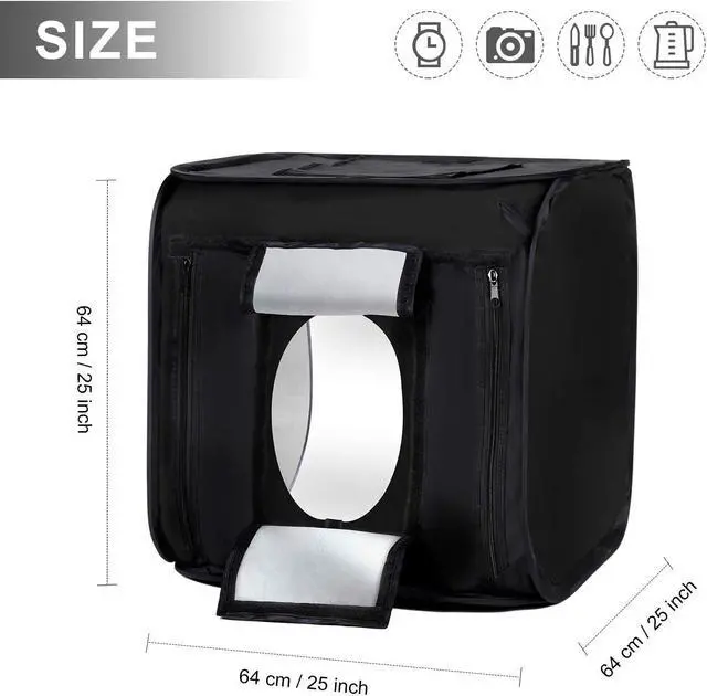Alt view image 7 of 7 - Photo Studio Light Box 24''x24'' with LED Lights, Collapsible Photography Photo Background Shooting Tents with 4 Photo Backdrops(Black, White, Blue,Green) 5500K US Plug