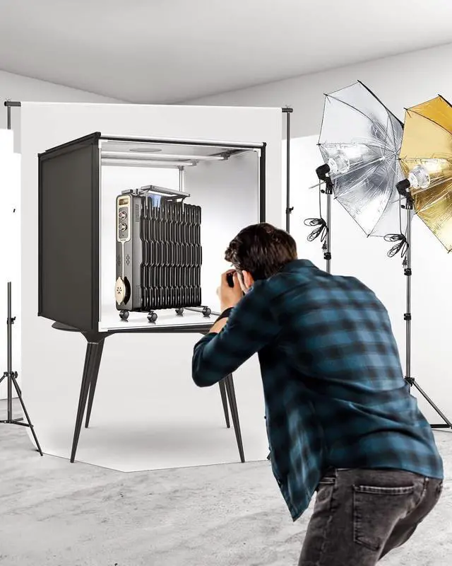 Alt view image 2 of 7 - Bi-Color Dimmable Photo Light Box Kit, 32x32 inch/80x80 cm Photo Studio Photography Photo Box Kit 2 Led Light Bars 252 LED Light Beads Tabletop Professional Shooting Tent with 5 Backdrops