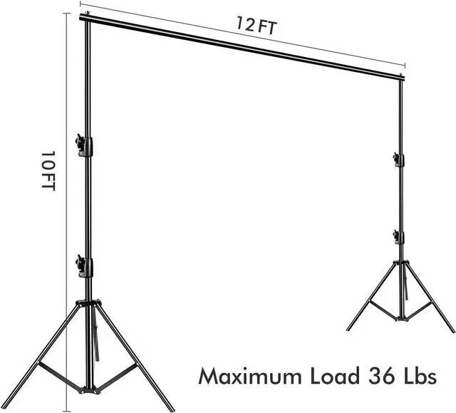 Alt view image 2 of 7 - Photo Video Studio 12ft (W) x 10ft (H) Heavy Duty Adjustable Photography Backdrop Stand Background Support System Kit with Carry Bag