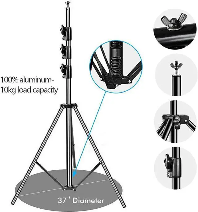 Alt view image 2 of 6 - 10 x 10Ft Photo Video Studio Heavy Duty Adjustable Muslin Backdrop Stand Background Support System Kit for Photography with Carrying Bag 8 Pcs Clip Clamps
