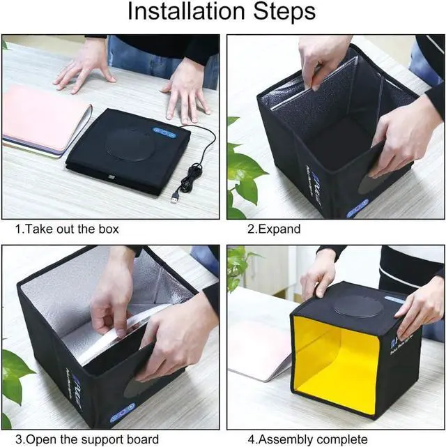 Alt view image 7 of 7 - Foldable Photo Box Portable Studio Kit 12 Background Colors LED Dimmable Photography Light Box 25 cm Photo Props Equipment