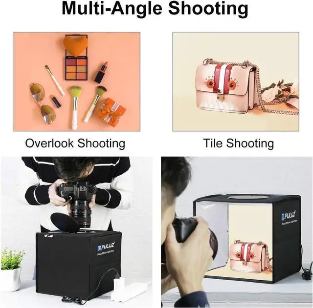 Alt view image 6 of 7 - Foldable Photo Box Portable Studio Kit 12 Background Colors LED Dimmable Photography Light Box 25 cm Photo Props Equipment