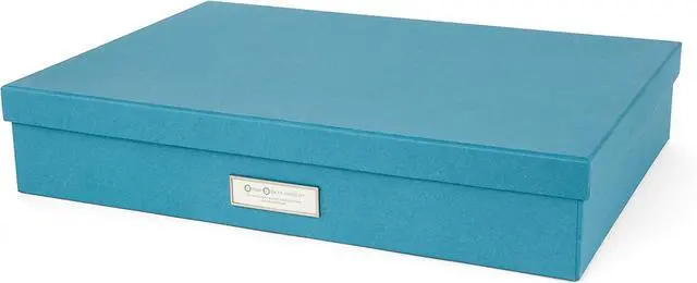 Alt view image 2 of 6 - Bigso Box of Sweden Sverker Fiberboard Legal and Art Storage Box | Scrapbook Storage Box for Loose Paper | Durable Document Boxes with Lid and Metal Label Holder | 17.1 x 12.2 x 3.3 | Turquoise