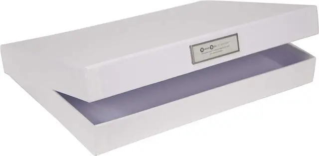 Alt view image 2 of 5 - Bigso Sven Fiberboard Classic Hinged Document Box - File Organizer for Important Paperwork - Durable Document Storage Box with Hinged Lid & Metal Label Window - 1.8 in x 13.2 in x 9.3 in - White