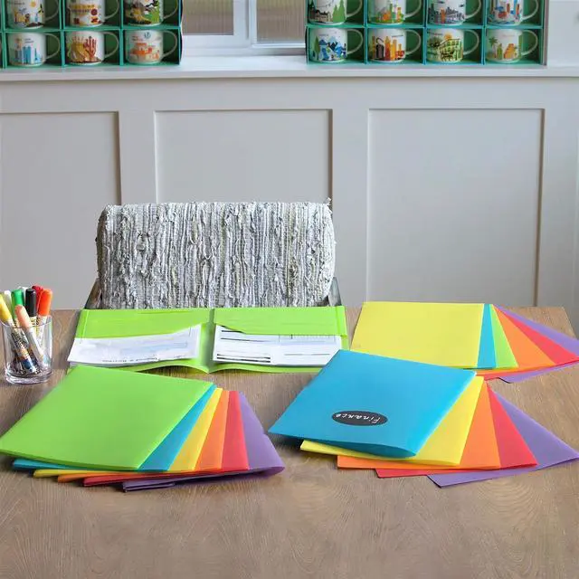 Alt view image 5 of 5 - 12 Pack Plastic Pocket Folders - Heavy Duty Plastic 2 Pocket Folder in 6 Colors