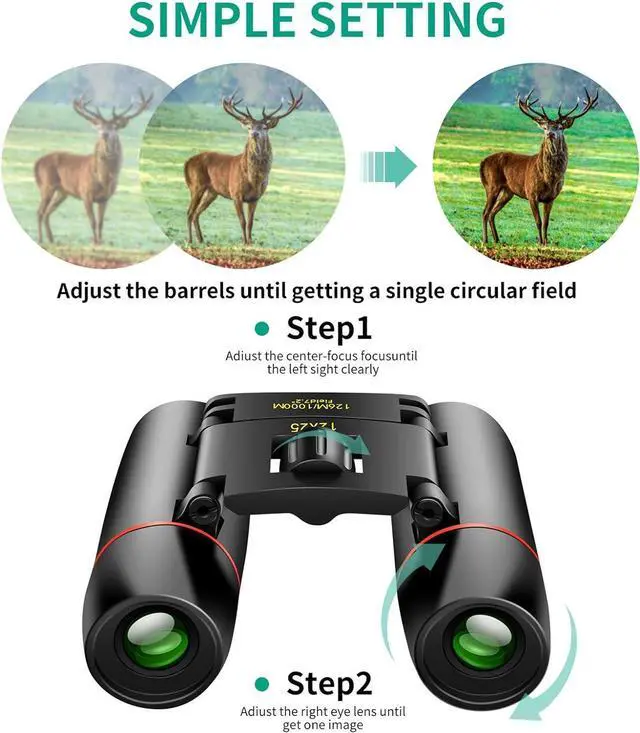 Alt view image 4 of 8 - POLDR 12X25 Small Pocket Binoculars Compact Adults,Mini Kids Binoculars Boys for Bird Watching,Concert Theater Opera