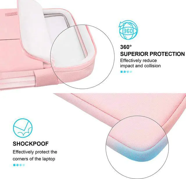 Alt view image 3 of 7 - Lacdo 15.6 Inch Laptop Sleeve Case Computer Bag for 15.6" MSI GF63, HP 15-dy1731ms/Pavilion, Asus FX505/Chromebook, Acer Aspire 5 3/Chromebook 315, Lenovo Thinkpad, Dell Inspiron 15 Notebook Bag, Pink