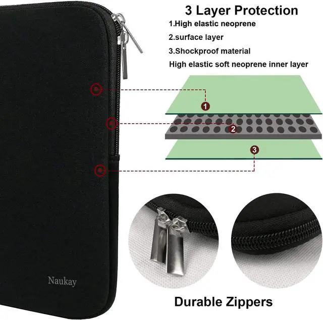 Alt view image 3 of 7 - 17 inch Laptop Sleeve Case 17-17.3 Inch Resistant Neoprene Laptop Sleeve/Notebook Computer Pocket Case/Tablet Briefcase Carrying Bag Compatible Asus/Dell/Fujitsu/HP/Sony/Acer - (Black)