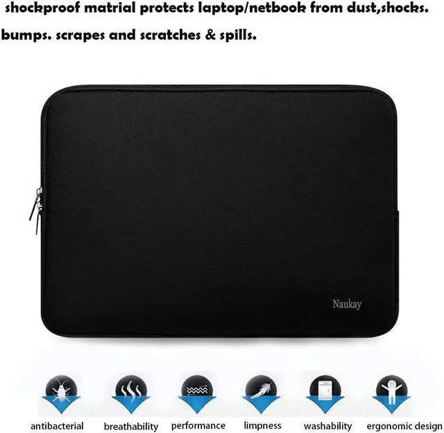 Alt view image 5 of 7 - 17 inch Laptop Sleeve Case 17-17.3 Inch Resistant Neoprene Laptop Sleeve/Notebook Computer Pocket Case/Tablet Briefcase Carrying Bag Compatible Asus/Dell/Fujitsu/HP/Sony/Acer - (Black)