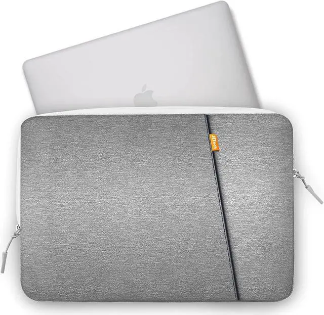 Alt view image 2 of 7 - JETech Laptop Sleeve for 13.3-Inch MacBook Air/Pro, 14-Inch MacBook Pro 2021 M1, 13-13.6 Inch Notebook, Waterproof Shock Resistant Bag Case with Accessory Pocket (Light Grey)