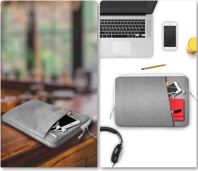 Alt view image 5 of 7 - JETech Laptop Sleeve for 13.3-Inch MacBook Air/Pro, 14-Inch MacBook Pro 2021 M1, 13-13.6 Inch Notebook, Waterproof Shock Resistant Bag Case with Accessory Pocket (Light Grey)
