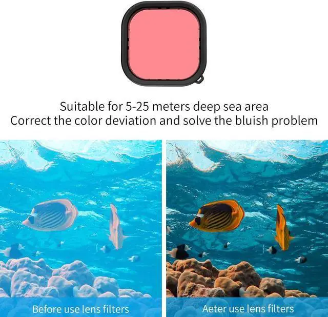Alt view image 5 of 7 - TELESIN Waterproof Case for GoPro Hero 13/12/11/10/9 Black - 3-Pack Dive Filter with Red Magenta - Supports 60M/196FT Underwater Scuba Snorkeling Deep Diving