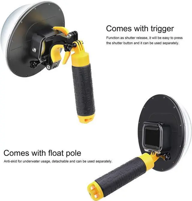 Alt view image 4 of 7 - Dome Port for GoPro Hero 13/12/11/10/9 Black, 147 Feet Underwater Water Dome Lens with Waterproof Housing Case, Floating Hand Grip, Trigger for Underwater Photography