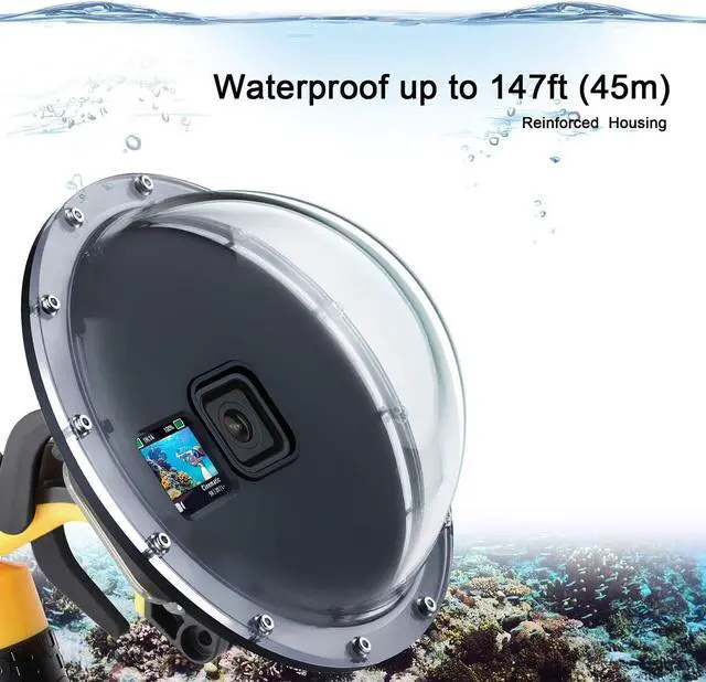 Alt view image 3 of 7 - Dome Port for GoPro Hero 13/12/11/10/9 Black, 147 Feet Underwater Water Dome Lens with Waterproof Housing Case, Floating Hand Grip, Trigger for Underwater Photography