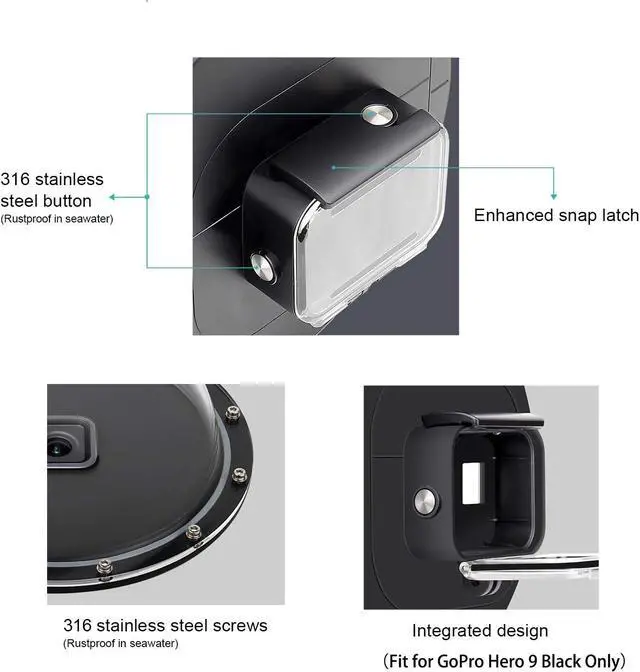 Alt view image 5 of 7 - Dome Port for GoPro Hero 13/12/11/10/9 Black, 147 Feet Underwater Water Dome Lens with Waterproof Housing Case, Floating Hand Grip, Trigger for Underwater Photography