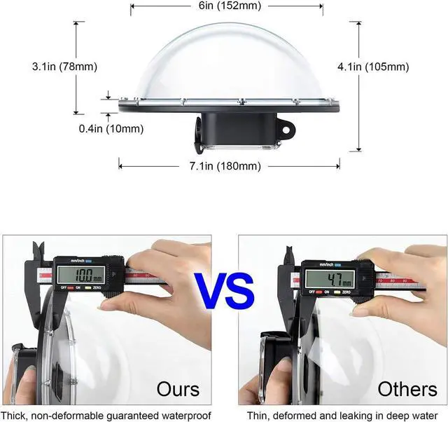 Alt view image 6 of 7 - Dome Port for GoPro Hero 13/12/11/10/9 Black, 147 Feet Underwater Water Dome Lens with Waterproof Housing Case, Floating Hand Grip, Trigger for Underwater Photography