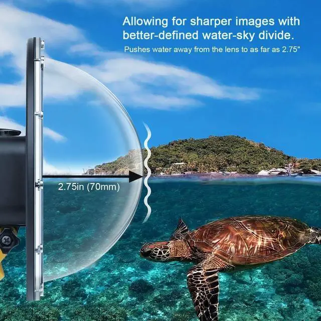 Alt view image 7 of 7 - Dome Port for GoPro Hero 13/12/11/10/9 Black, 147 Feet Underwater Water Dome Lens with Waterproof Housing Case, Floating Hand Grip, Trigger for Underwater Photography