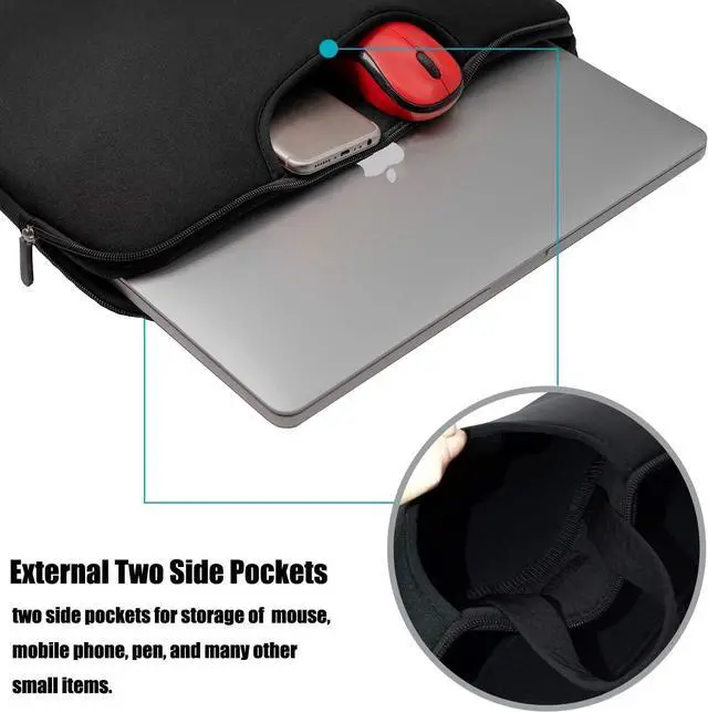 Alt view image 2 of 6 - 15.6 Inch Laptop Sleeve with Extra Pockets - Protective Case for 15-15.6 inch HP, Dell, Acer Laptops