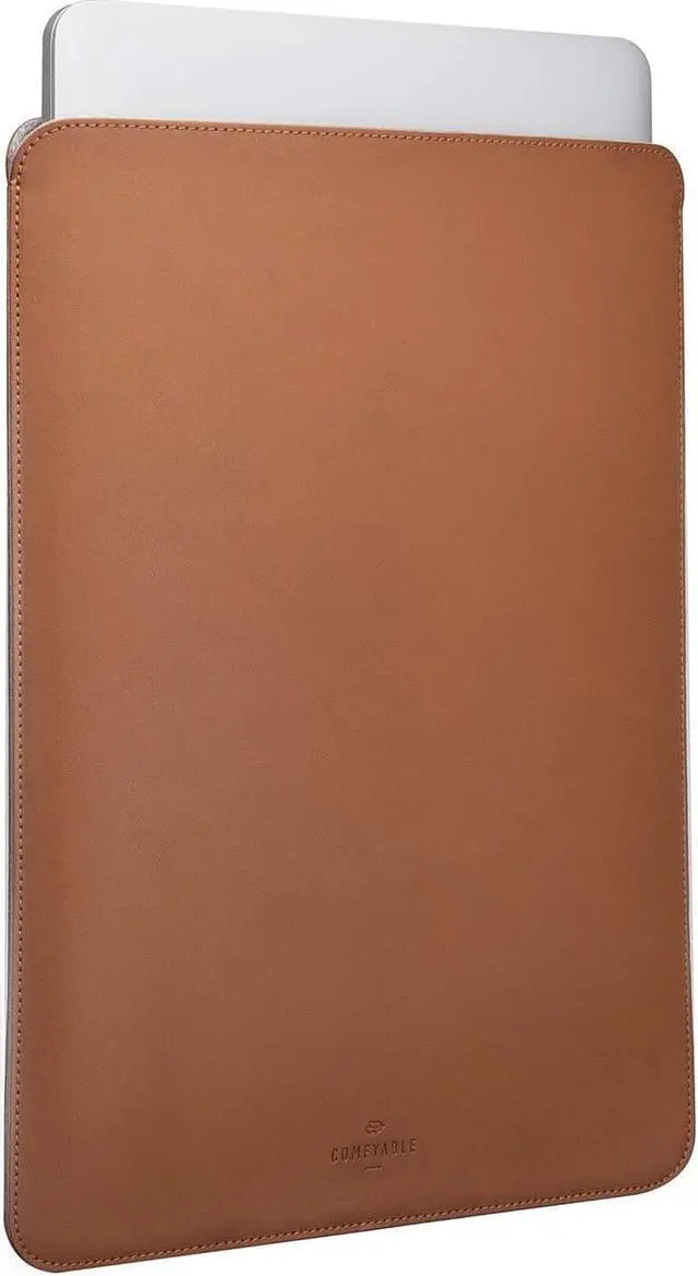 Alt view image 2 of 6 - Comfyable Laptop Sleeve 14 Inch Precisely Compatible with MacBook Pro 14-inch M2 Pro/Max 2023 & Old Versioned 13 Inch MacBook Pro/MacBook Air, Faux Leather Cover Case, 13 in 14 in, Brown
